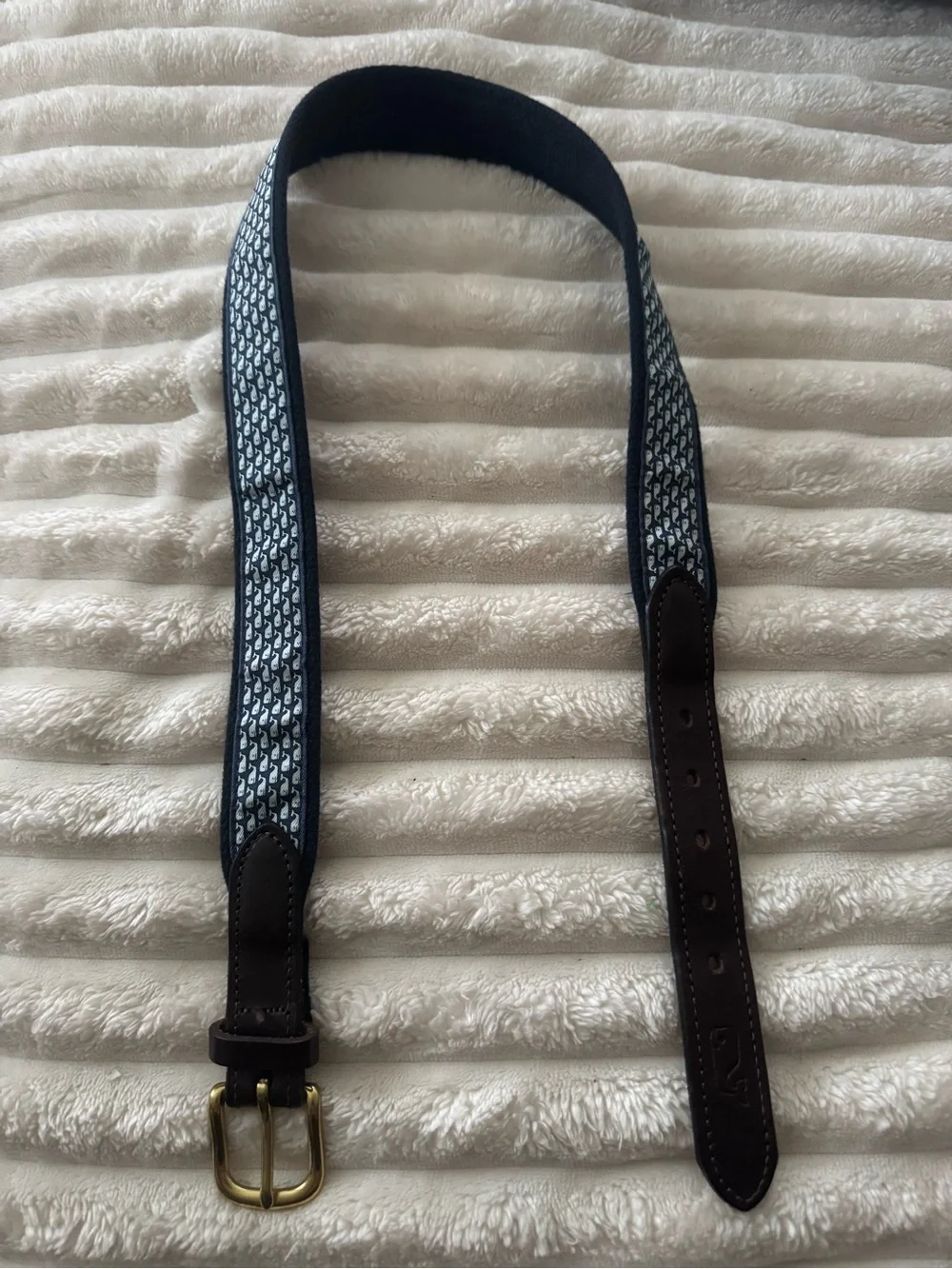 Vineyard Vines Men's Whale Canvas Club Belt Size 30 Navy Blue Preppy